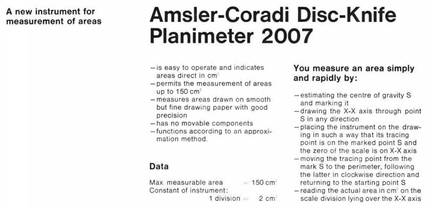 Instructions for Amsler-Coradi Schneidenplanimeter